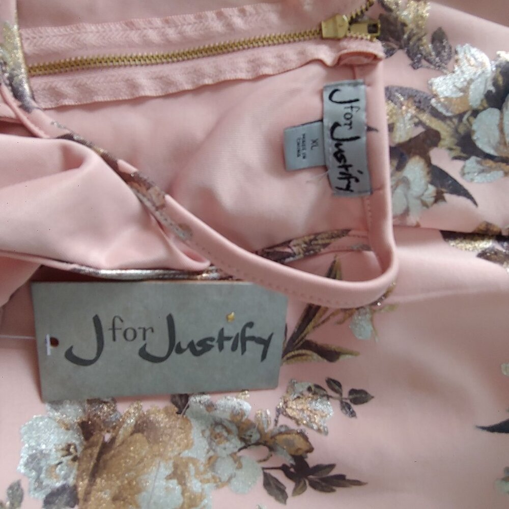 J. For Justify Pink Metallic Floral Sleeveless Summer Dress XL - Picture 12 of 13